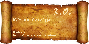 Kósa Orsolya névjegykártya